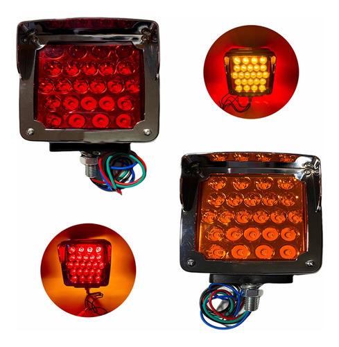 Direccional 54 Leds Ámbar/rojo Con Bisel Cromado Precio Par