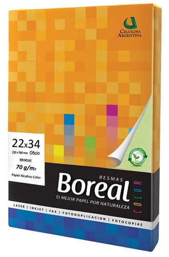 Resma Boreal Color Verde 70 Grs 22x34 X500h