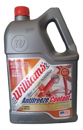 Refrigerante Williams Antifreeze Coolant 50/50 Red Formula