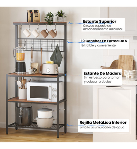 Armario De Almacenamiento Con Soporte Para Microondas Keyon Color Marrón