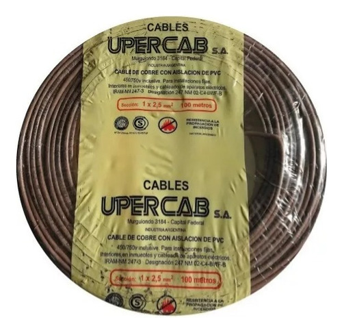Cable Unipolar 2.5mm Upercab Normalizado Iram 247-3 X100m