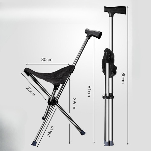 Bastón De Trekking Con Asiento, Taburete Portátil, Pies