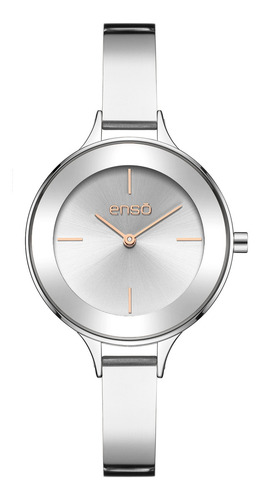 Reloj De Pulsera Enso Para Dama Ew1061l2 Acero Correa Plateado