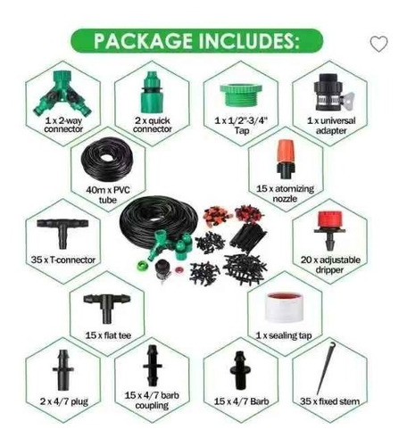 Imagen 2 de 5 de Kit De Riego Sistema Automático Goteo O Aspersor 40m 158pcs