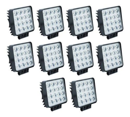 Kit 10 Farol De Milha 48w 16 Led Bivolt Uso Universal 6500k