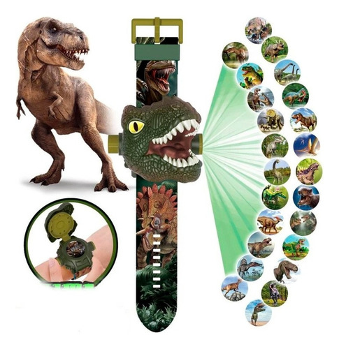 Reloj con luces y proyector de dinosaurios para niños Tyrannosaurus Rex