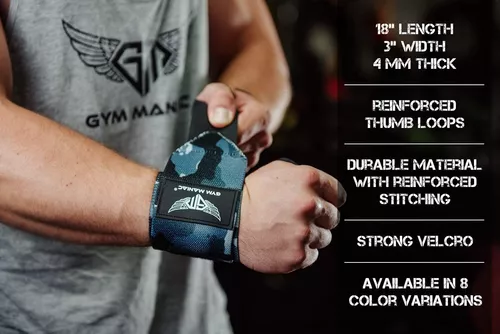 Gym Maniac GM Correas de levantamiento de pesas, almohadilla de gel  flexible antideslizante con tiras de goma, soporte de muñeca de mano para