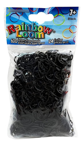 Rainbow Loom® Bandas De Goma Negras Con 24 Clips En C (600.