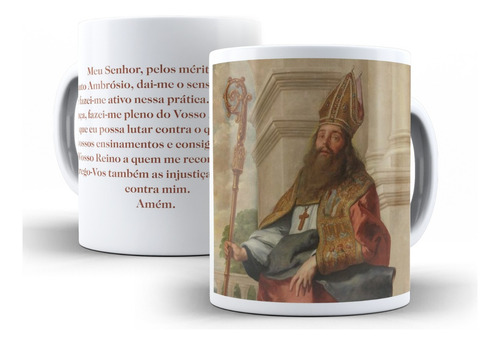 Caneca Santo Ambrósio - Religioso - Cerâmica - 325 Ml