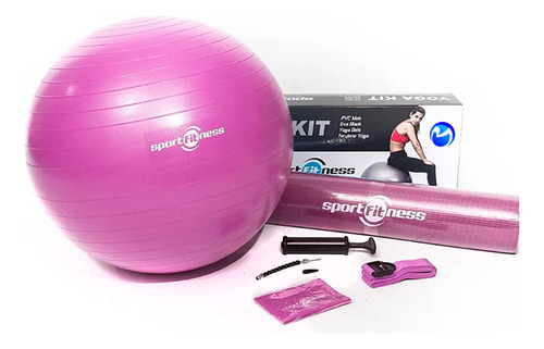 Kit Yoga Sportfitness Balón Pilates Gym-banda-riata-tapete.