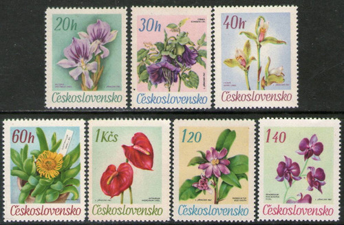 Checoslovaquia 7 Sellos Mint Flores Jardín Botánico Año 1967
