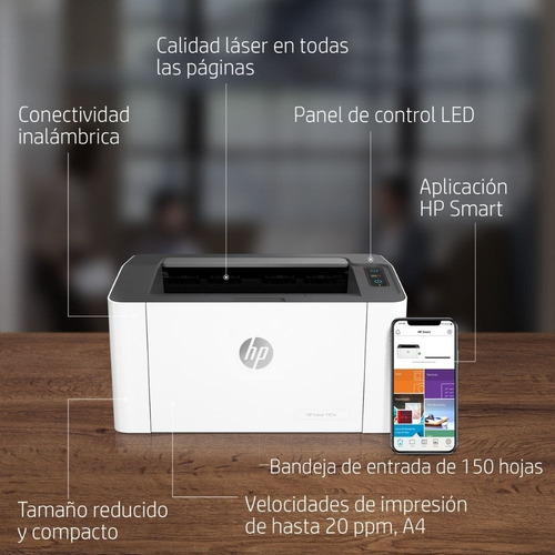 Imagen 7 de 10 de Impresora Hp Laser Monocromatica M107w Wi-fi 20 Ppm Cuotas Tienda Oficial Hp