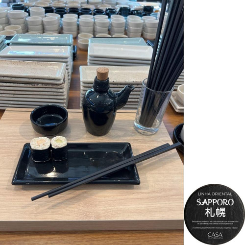 50 Pratos De Mesa Restaurante Japones Kakusara 19x8.5 Preto