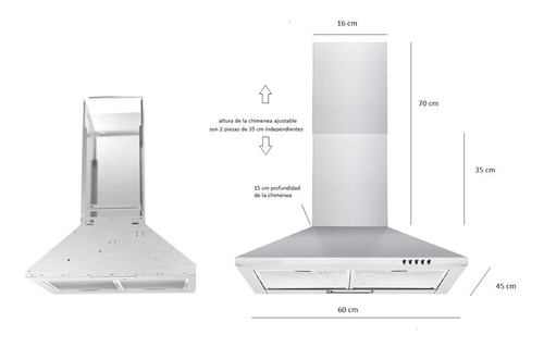 Campana De Cocina Con Salida Lateral Acero Inoxidable Gtia