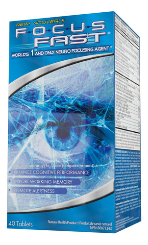 Focus Fast Suplemento Nootropico Clear Brain, 40 Unidades, P