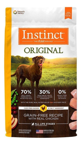 Imagen 1 de 1 de Alimento Instinct Original para perro adulto todos los tamaños sabor pollo en bolsa de 10.2kg