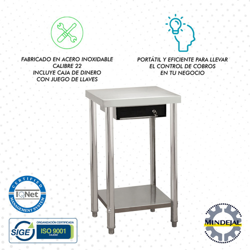 Mesa De Cobro Acero Inox Con Caja Para Dinero Mindejal