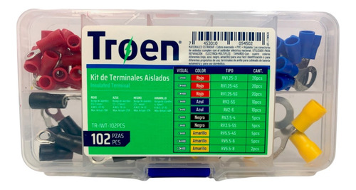 Kit Set De Terminales Aislados Electricos Troen 102unid