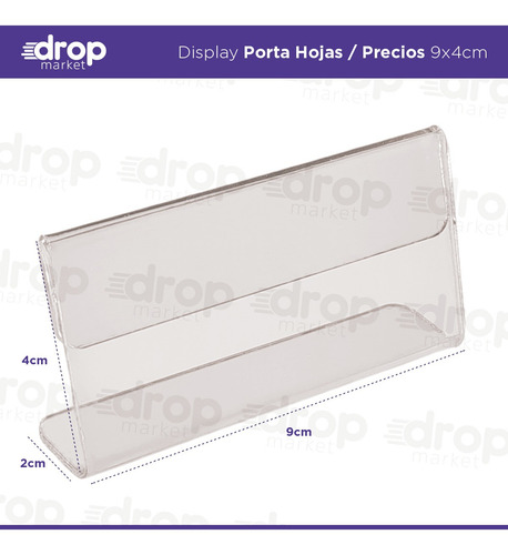Imagen 2 de 9 de Porta Precios Nombre Acrílico Menú Mesa Escritorio 9x4 X1u
