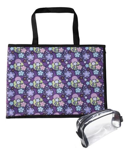 Bolsa Pasta Organizadora Porta Esmaltes Maquiagem Manicure Maquiadora 120 Frascos Flores + Necessaire  Transparente Pvc