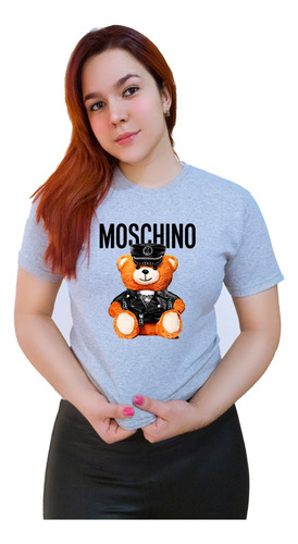 Polera Dama Estampada 100%algodon Diseño Oso Moschino