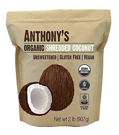 Anthony Orgánica Coco Rallado, 2 Lb, Sin Azúcar, Sin Gluten,