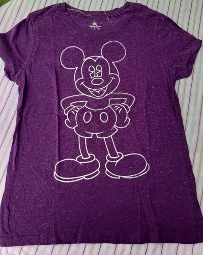 Remera Disney  Violeta C/mickey Plateado Talle L Impecable