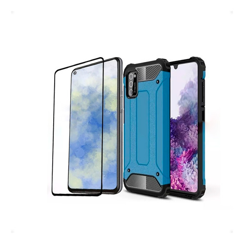 Funda Armor Azul + Vidrio 9d Para Samsung Galaxy M31 - Otec