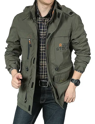Chamarra Gabardina Impermeable Desmontable Para Hombre Meses sin