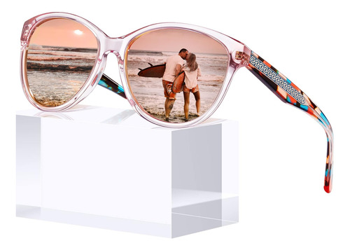 Gafas De Sol Carfia Pink Mirror Cateye Para Mujer, Protecció