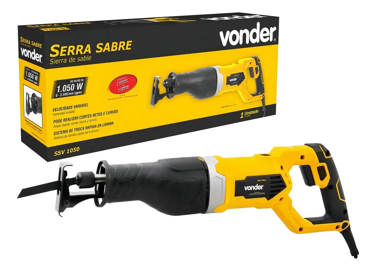 Máquina Serra Sabre Elétrica 1050w Ssv1050 Vonder - 28 mm Madeira Metal