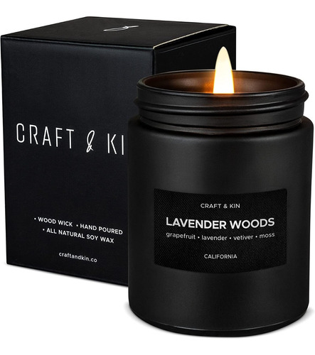 Craft & Kin Vela Aromatica Lavenderwoods Lavanda Y Madera