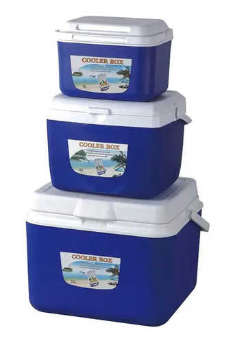 Pack X3 Cooler 26l Y 13l + Cooler 5l Azul Box Verano