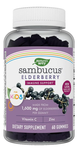 Nature's Way Sambucus Edelberry Kids 1,600 Mg 60 Gomitas Sabor Bayas