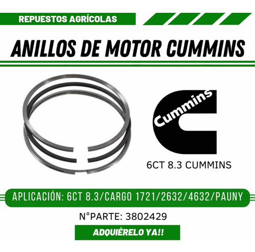 Anillos De Motor Cummins 6ct 8.3 Tractores Pauny