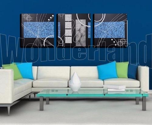 Cuadros Abstractos Tripticos Modernos Pintados A Mano 150x50