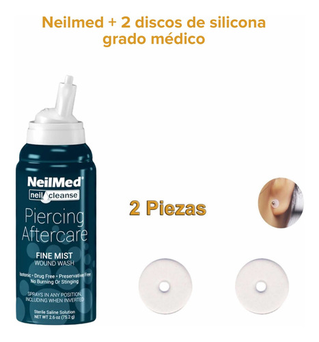 Neilmed Piercing Aftercare + 2 Discos De Silicona Para Bumps