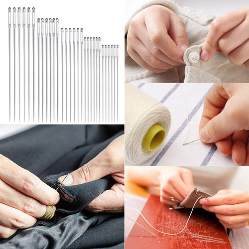 25 Peças De Linha De Costura Longa Olho Grande Fácil