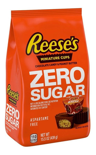 Chocolates Reese's Bolsa Grande Zero Azúcar 15.5 Oz 439 G