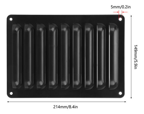 Panel De Parrilla Bus Vent Grill Rv M5 Abs Negro Professiona