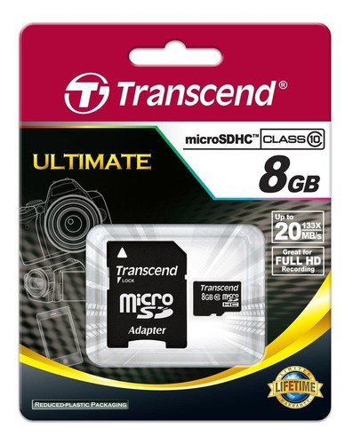 5 Transcend 8 Gb Clase 10 Microsdhc Memoria Flash