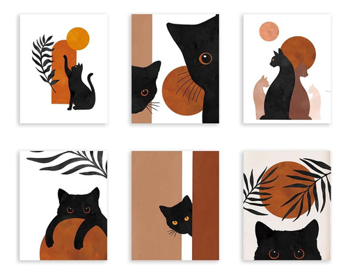 Yimehdan Impresión Artística De Pared De Gatos Negros Bohemi
