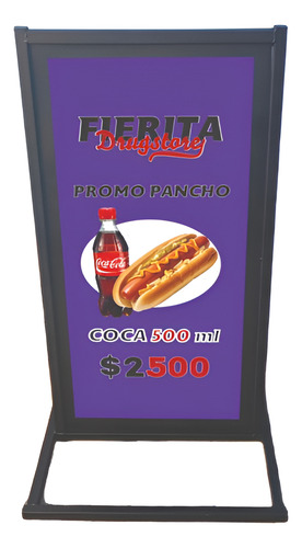 Cartel De Pie Pesado Mini Innograf - 1,10mts X 56cm Negro