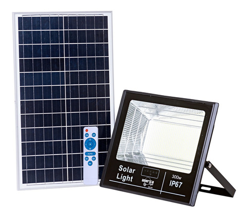 Refletor Led Holofote Placa Solar Bateria 300w Com Placa