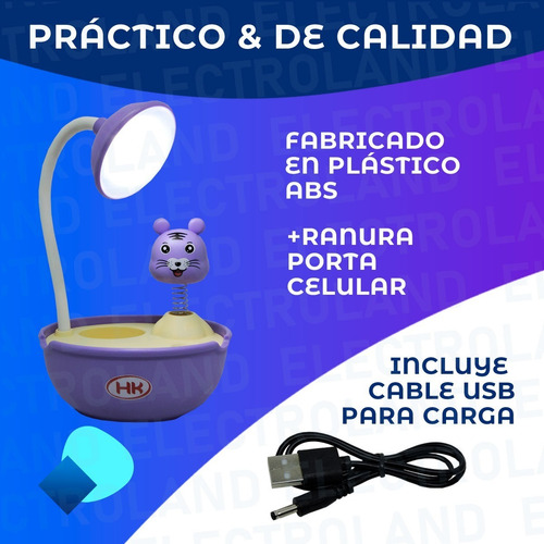Imagen 4 de 10 de Velador Led Flexible Lampara Portacelular Lapicero Recargabl