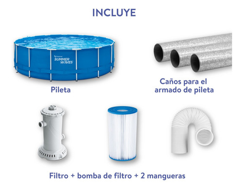 Imagen 4 de 6 de Pileta Estructural Redonda Summer Waves Con Capacidad 8364 Lts X 3.66m De Diametro X 0.91m De Alto Con Bomba Escalera Y Accesorios