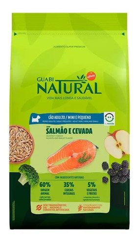 Ração Cães Ad Mini/pequeno Salmão E Cevada 1kg Guabi Natural