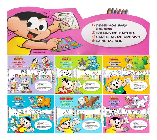 Turma da Mônica, Prancheta Para Colorir com Adesivos