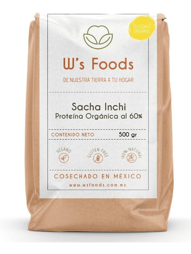 Proteína De Sacha Inchi Orgánico En Polvo  Al 60% 500 Gr