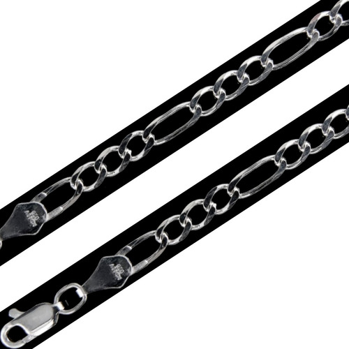 Cadena Hombre Figaro L 4mm-60cm Plataley.925 Duodeluxejoyas®